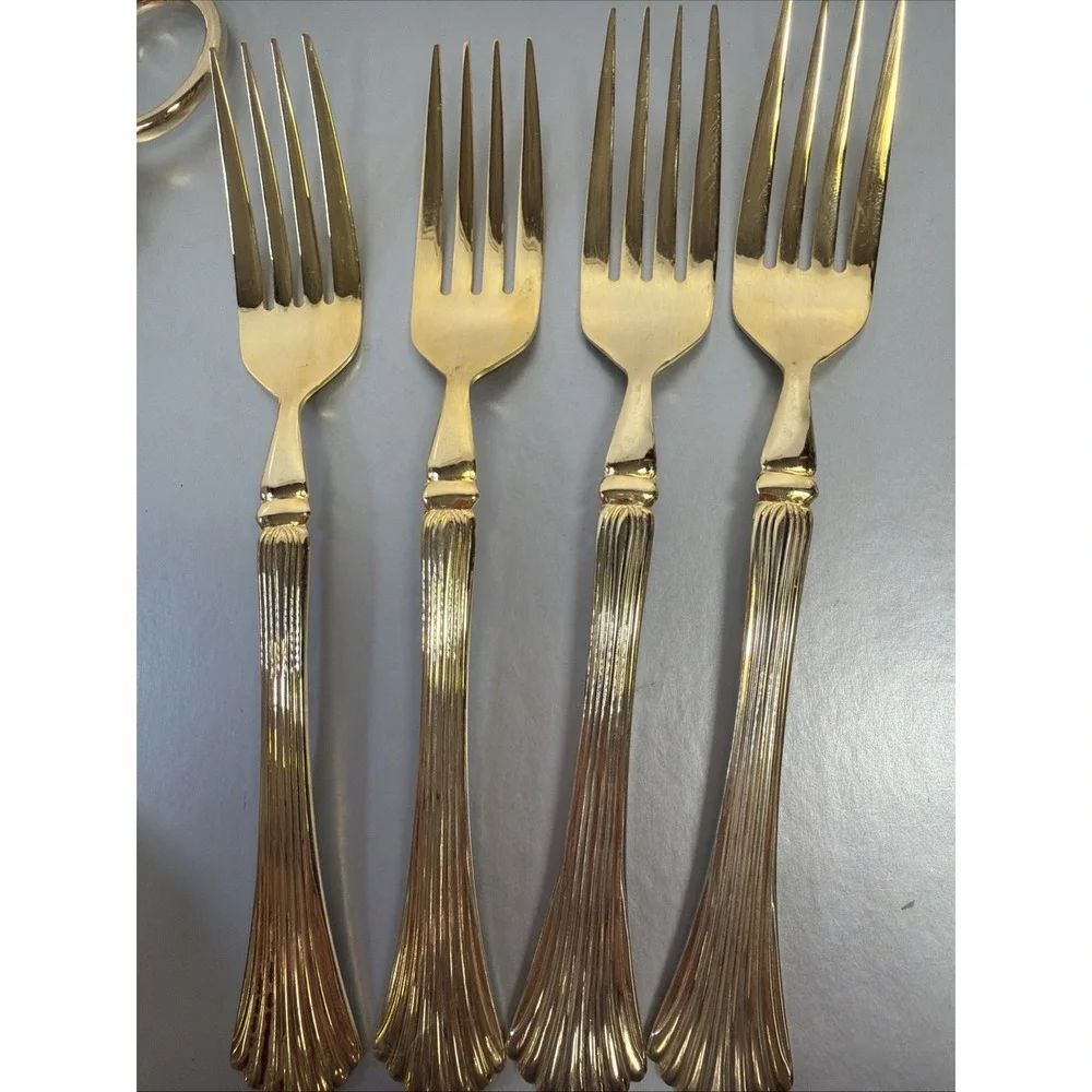 International Silver GOLDEN FLAIR Gold Electroplate EP‎ Flatware Set 26 Pieces